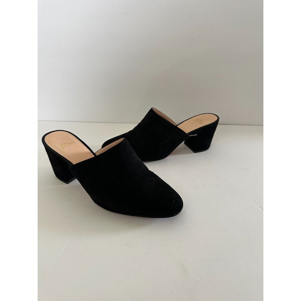 J. Crew Black Suede Block Heel Mules